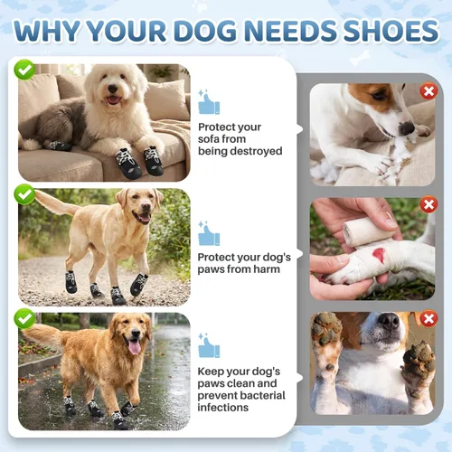 Vista 7 de SlowTon Zapatos para perros grandes, pequeños y medianos, botas transpirables para el pavimento caliente de verano, protector de patas para caminar