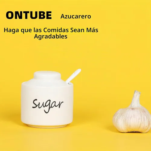 Vista 4 de ONTUBE Azucarero de porcelana y crema Set de 3, blanco