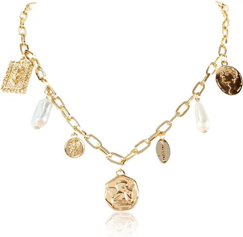 Vista 17 de YANCHUN Gargantilla en capas para mujer, collar apilado a la moda para mujer, gargantilla de círculo de estrella, corazón y estrella, regalos de 1