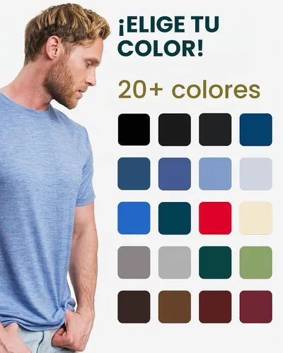 Vista 4 de Camiseta 100% de lana merino para hombre - Camiseta interior de capa base Azul ártico