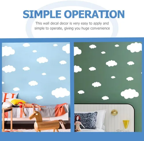 Vista 8 de Nubes blancas para decoración de pared de techo, calcomanías de nubes extraíbles para guardería, dormitorio, sala de estar, calcomanía decorativa