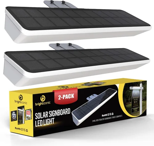 Vista 10 de Brighticonics - Señal de dirección solar con luz – Luz LED iluminada impermeable IP65 – Números de casa fáciles de instalar, encendido automático al