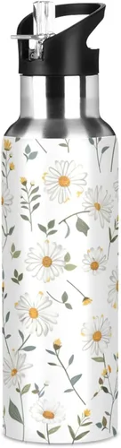 Vista 8 de ALAZA Botella de agua con diseño de bandera estadounidense con diseño de camuflaje grunge con tapa de pajilla, botella térmica de acero inoxidable