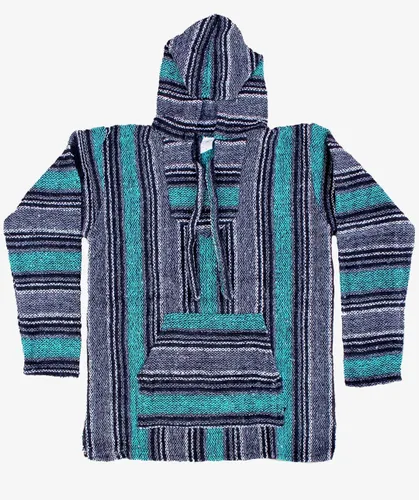 Vista 5 de Del Mex Sudadera mexicana estilo baja, poncho tipo sudadera con capucha, diseño de surf, estilo hippie, jerga