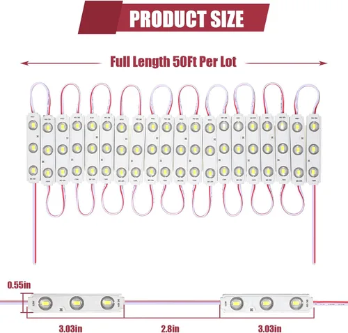 Vista 2 de 100 luces LED de repuesto para módulos inflables de Navidad, 6000k blanco, 5730 SMD, 150lm, 100 pies, autoadhesivas, cortables, 50, 000 horas