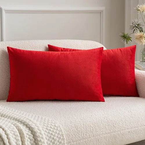 Vista 91 de MIULEE Paquete de 2 fundas de almohada de terciopelo decorativas rectangulares lumbares, fundas de cojín suaves sólidas para sofá, sofá, dormitorio