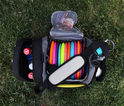 Vista 8 de The Throwback Sack – Bolsa para discos de Frisbee y golf con refrigeración y acolchado extra, correa cómoda – Para 12-15 discos y 6 bebidas frías.