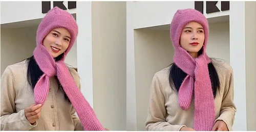 Vista 8 de Gorro de punto con forro polar suave y elástico para invierno