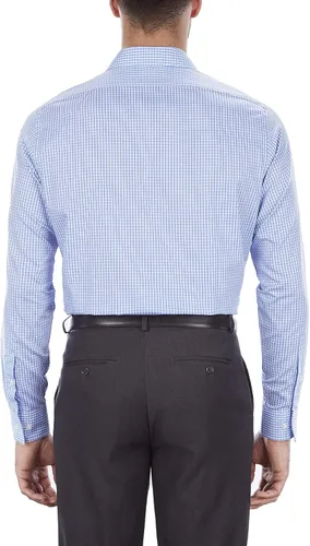 Vista 2 de Van Heusen Camisa de vestir a cuadros con cuello flexible de ajuste regular para hombre, exclusiva de Tienda