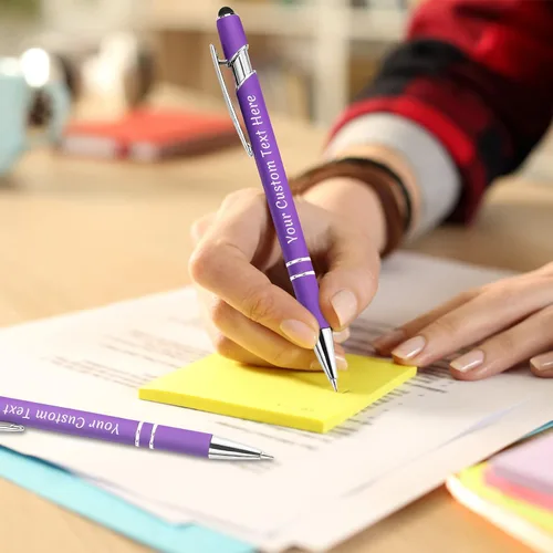Vista 5 de Bolígrafos personalizados personalizados con grabado gratuito a granel con mensaje de nombre, bolígrafos personalizados para negocios, oficina