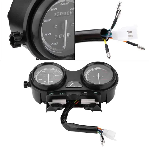 Vista 6 de Acouto Velocímetro de motocicleta Negro, DC 12V motocicleta motocicleta 12000RPM LCD odómetro velocímetro apto para YBR 125