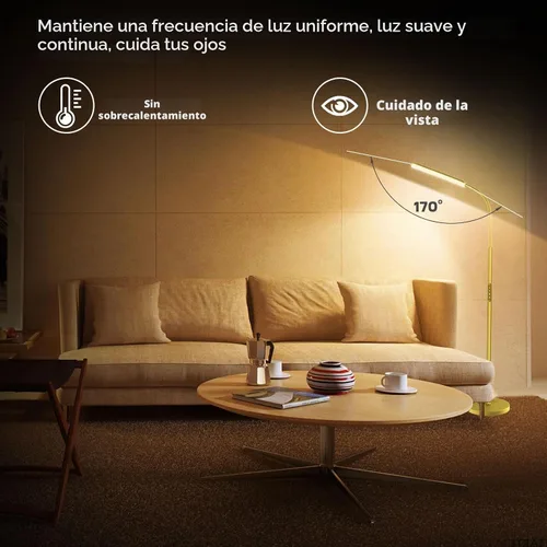 Vista 2 de Dimunt Lámpara de pie LED, ajustable sin escalones 3000K-6000K colores Dorado