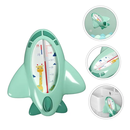 Vista 3 de TOYANDONA Termómetro de agua de baño verde plano de dibujos animados seguro PP Material recién nacido flotante Detector de temperatura para baño