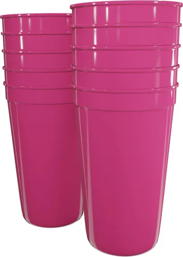 Vista 25 de PartyPrints Paquete de 100 vasos de plástico en blanco reutilizables de 10 a 12 onzas, vasos de estadio a granel, sin BPA, aptos para lavavajillas