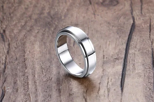Vista 5 de HIJONES Anillo de boda unisex de acero inoxidable, LGBT, Gay, Lesbian Pride, arcoírisoroplatanegro