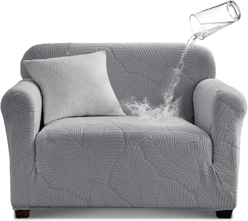 Vista 15 de Tokokimo Funda de sofá biplaza 100% impermeable, protector de muebles a prueba de fugas para niños, mascotas (sofá biplaza, gris) con margen de tela