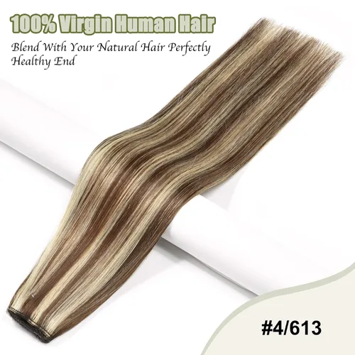 Vista 5 de Senmy Extensiones de cabello humano con alambre de pez marrón, 14 pulgadas, extensiones de cabello humano Remy, 2.82 oz, extensiones de cabello
