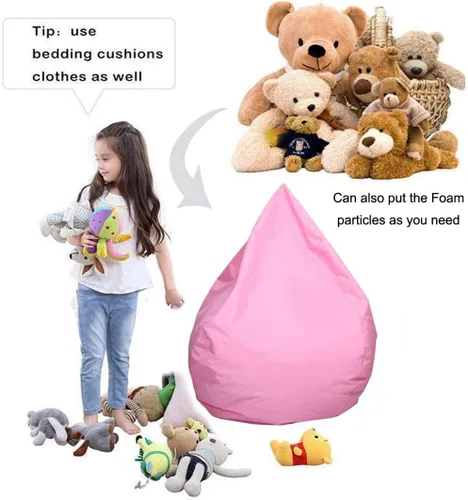 Vista 5 de Puf para adultos y niños, almacenamiento para sofá, silla, puf, impermeable, con cremallera, funda de lona para silla, tumbona, 29.53 pulgadas, sin