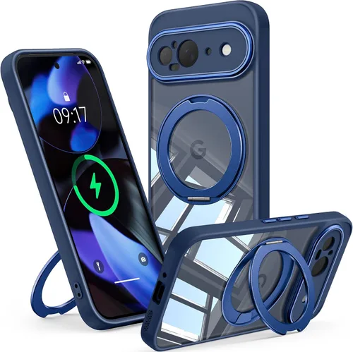 Vista 45 de 【Soporte magnético giratorio de 360°】 Funda para Google Pixel 8A 【Compatible con MagSafe y Pixelsnap】 Funda con soporte de anillo 【Transparente sin