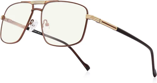 Vista 10 de Gafas de lectura para hombre, cuadrado, doble puente, bloqueo de luz azul, para lectura de computadora