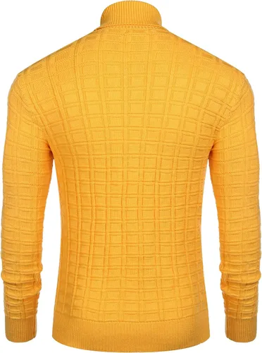 Vista 6 de COOFANDY Suéter de cuello alto ajustado para hombre estilo casual de punto gofre sólido