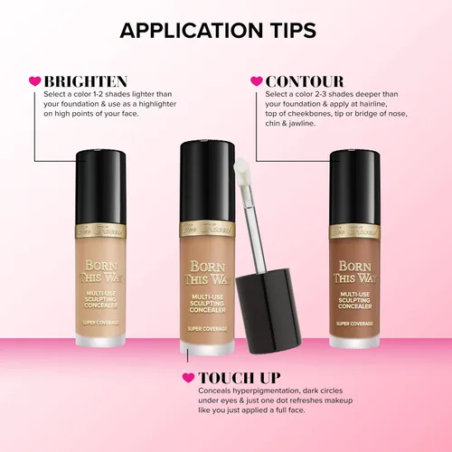 Vista 7 de Too Faced Born This Way Super Coverage Multi-Use Concealer Full-Coverage Hydrating Concealer for Dark Circles & Blemishes with Natural Finish