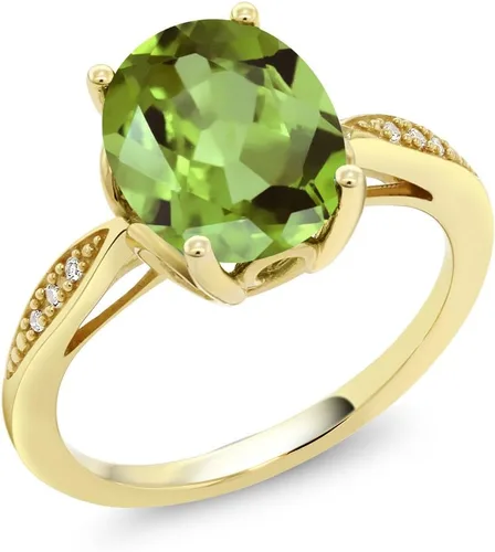 Vista 40 de Gem Stone King Anillo de compromiso de oro amarillo de 14 quilates de 2-3 quilates con piedra preciosa ovalada de 0.394 x 0.315 in y diamantes