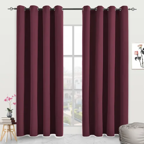 Vista 46 de Cortinas opacas para dormitorio, con aislamiento térmico y bloqueo de luz, para oscurecer la habitación, cortinas con ojales sólidos para ventana