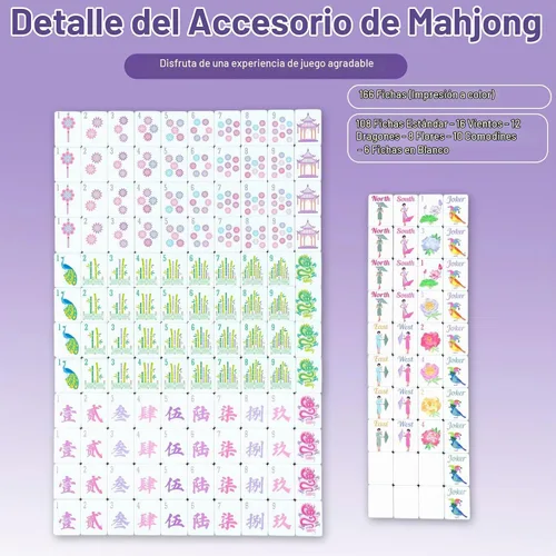 Vista 3 de Arrowbash Juego de 160 azulejos Mahjong americanos solamente, blanco