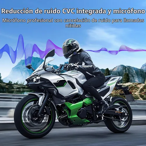 Vista 4 de Fodsports FX4 Pro - Casco de motocicleta, intercomunicador Bluetooth con control de voz AI, sistema de comunicación de auriculares de 4 vías, música