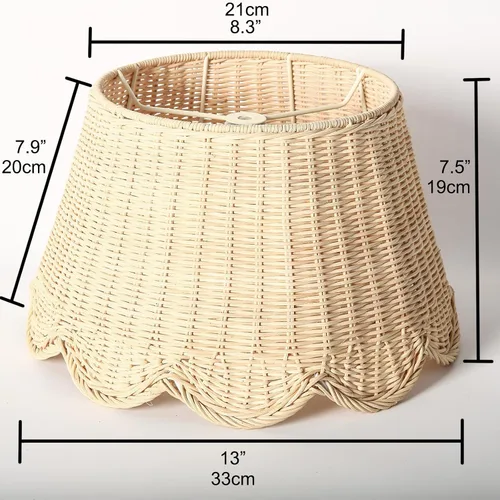 Vista 6 de Lámpara colgante enchufable con bordes ondulados, luces colgantes de ratán con cable enchufable de 15 pies de cuerda de cáñamo, interruptor
