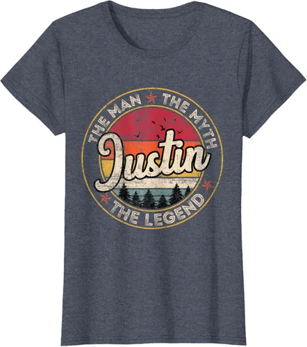 Vista 17 de Justin The Man The Myth The Legend - Camiseta personalizada con nombre, Negro