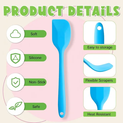 Vista 3 de Hsei 54 espátulas de silicona de 8.1 pulgadas, espátula de goma resistente al calor, antiadherente, flexible, herramienta de mezcla para hornear