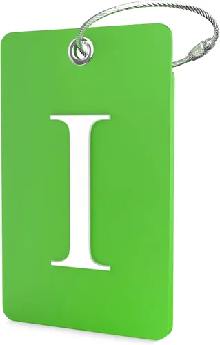 Vista 154 de Etiqueta de equipaje con inicial, totalmente flexible, con aro de acero inoxidable, letra G