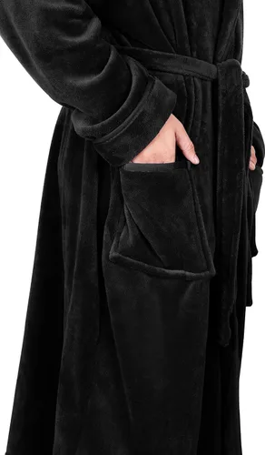 Vista 5 de NY Threads Mens Hooded Fleece Robe - Plush Long Bathrobes
