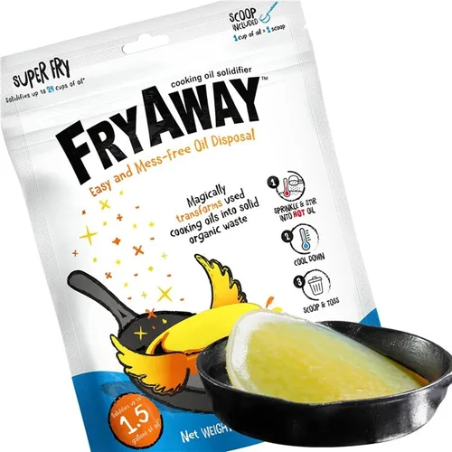 Vista 9 de FryAway Polvo solidificador de aceite de cocina de desecho profundo, 100% a base de plantas, solidifica hasta 8 tazas de aceite por uso