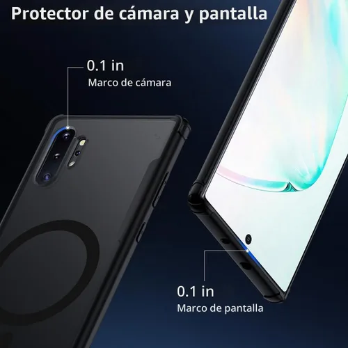 Vista 4 de TIANNIUKE Funda magnética para Samsung Galaxy Note 10 Plus, translúcida mate antihuellas, compatible con MagSafe, ajuste delgado, a prueba de Negro