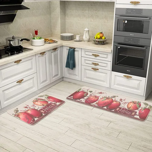 Vista 5 de Apples Farmhouse - Juego de tapetes de cocina de 2 a 17 x 29 y 17 x 47 pulgadas, alfombras decorativas antideslizantes para el hogar y la cocina
