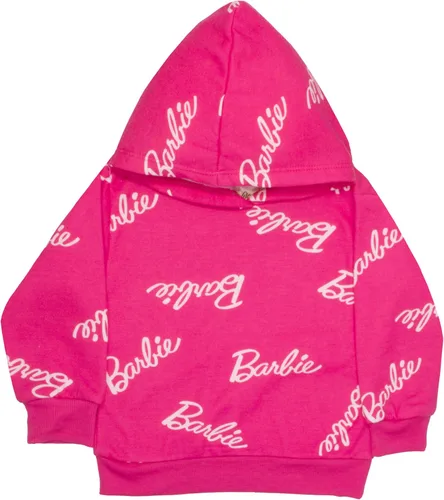 Vista 3 de Barbie Conjunto de sudadera con capucha y pantalones deportivos para niñas con estampado completo con logotipo