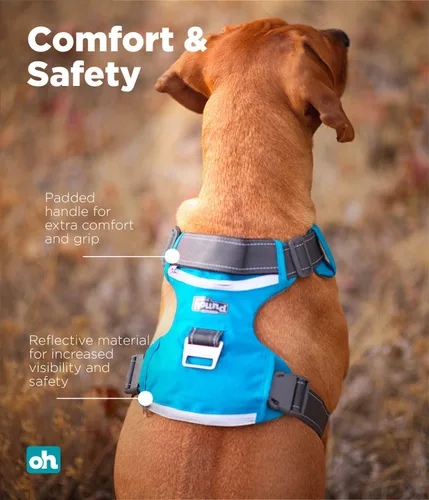Vista 4 de Outward Hound Boulder Adventure - Arnés ajustable para perro con bolsillos, turquesa, mediano