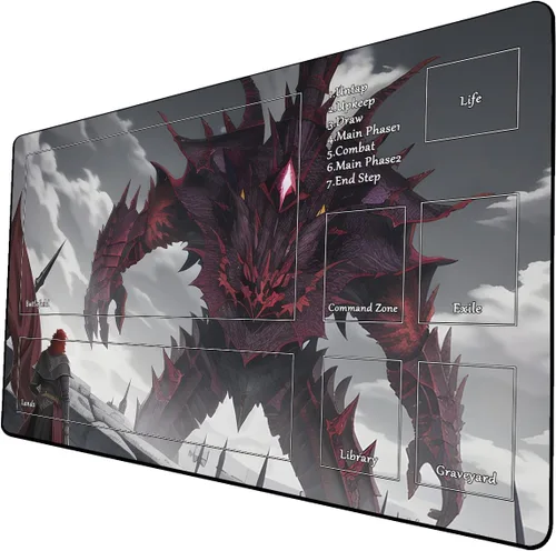 Vista 28 de Tapete de juego de cartas coleccionables AI Painting – Tapete de juego MTG con zonas, 24 x 14 pulgadas, tapete de juego MTG de alta calidad – El