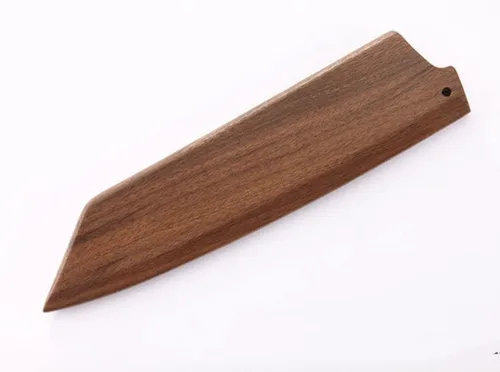 Vista 3 de Funda magnética hecha a mano para cuchillos de chef Kiritsuke de madera de nogal negro natural, funda protectora de madera