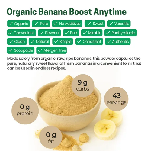Vista 5 de Z Natural Foods Polvo de plátano orgánico, suplemento de fibra para una piel brillante e inmunidad mejorada, ideal en jugos, batidos y recetas, sin