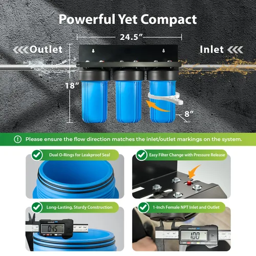Vista 5 de iSpring WGB31B-KSNC - Sistema de filtro de agua para toda la casa, probado por SGS para eliminar hasta el 94.4% de la cloramina, la filtración de 3