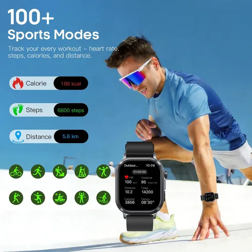 Vista 4 de AMOLED - Relojes inteligentes para hombres y mujeres, rastreador de actividad física con monitor de frecuencia cardíaca, estrés y sueño 24/7