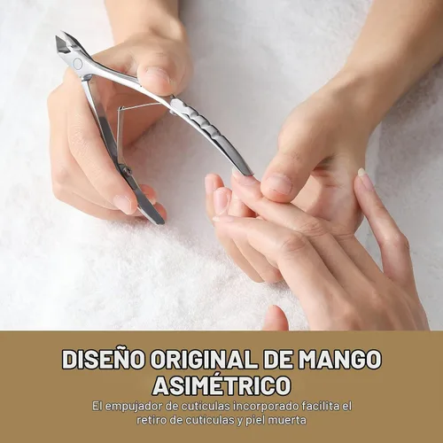 Vista 4 de FERYES - Corta cutículas con empujador, profesional 2 en 1, corta cutículas de 6 mm de mandíbula completa, herramienta de quitacutículas de acero