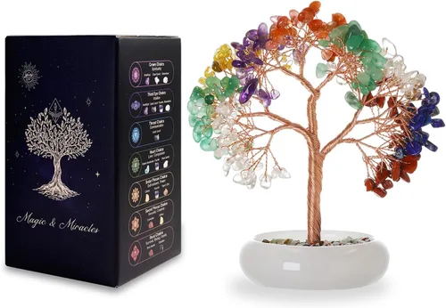 Vista 17 de Árbol bonsái de cristal citrino, escritorio de oficina, decoración de sala de estar, planta de árbol Fengshui de dinero de la suerte, regalos