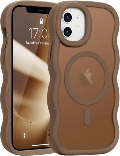 Vista 138 de Pepmune - Funda para iPhone 12 Pro Max con marco ondulado y estructura rígida, color mate claro, cubierta trasera unisex, compatible con Magsafe