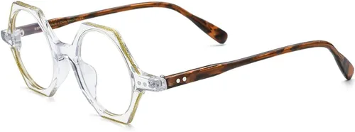 Vista 4 de HEPIDEM Marco de gafas de acetato de polvo para mujer, gafas ópticas de polígono vintage