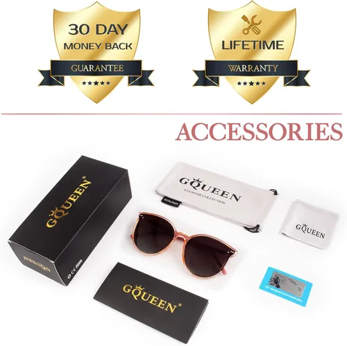 Vista 6 de GQUEEN Retro Oversized Sunglasses Womens Trendy Polarized Vintage Shades